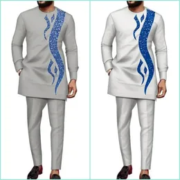 African New Design 2021 Kurta Pajama Elegant African Two Piece Set - Main Image