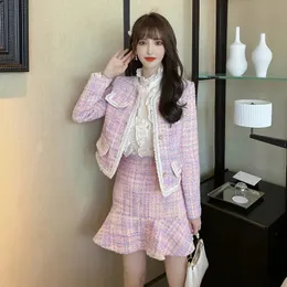 Chic Tweed Skirt Suit Set: Spring & Autumn Two Piece Outfit - Shop