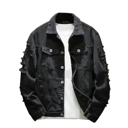 Black ripped jeans with jean jacket sale