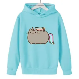 Girls Pusheen Cat Cute Print Spring Autumn Long Sleeved Hoodies