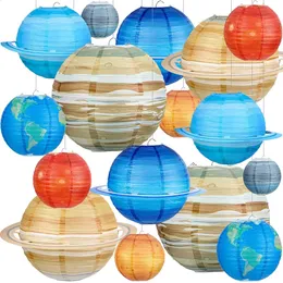 10 Pcs/15pcs Green, White & Gold Round Hanging Paper Lanterns
