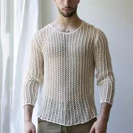 Knitted Men's Mesh zz top with Long Sleeves and Round Knitted Men's Mesh zz top with Long Sleeves and Round