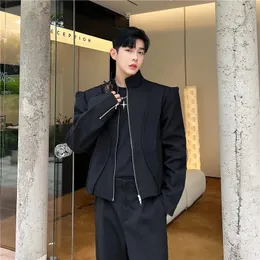 NOYMEI Temperament Shoulder Korean Short Jacket Zipper Decoration