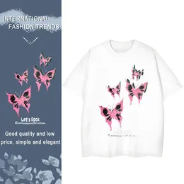 Tシャツ・カットソー No.0291 washing butterfly half T Butterfly Tops For Women, Breathable Cotton Crew Neck Tee