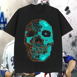 Premium Cotton Skull Print Tee - Oversized Fit, Breathable