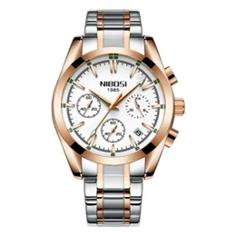 NIBOSI Orologi da uomo in acciaio inossidabile, orologi analogici al quarzo per uomini, impermeabili, orologi da business/casual, classici, con datario e indicatore del giorno, Silver White, Classico