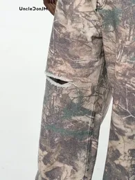 Men's Leaf Camouflage Knife Cut baggy jeans - Hip-Hop Men's Leaf Camouflage Knife Cut baggy jeans - Hip-Hop