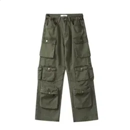 Harajuku Style White Cargo cargo pants with Multi-Pockets