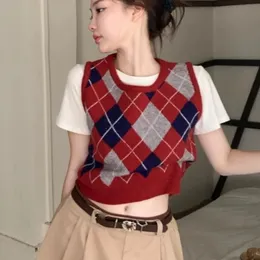 Argyle Sweater Womens Vest, Retro Sleeveless Knit Top, Casual All-Match  Preppy Style for Women, Y2k Fashion