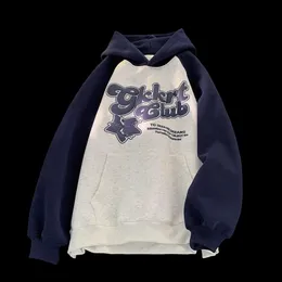 Vintage Hooded Sweatshirts: Color Block Pullover Hoodie With Foam