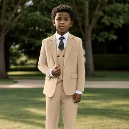 Suits 3-14 Years Kids Suits Days Delivery Boys Fashion Solid Suit Set  Blazer Vest Pants One Button Child Prom Dress Tuxedo Set