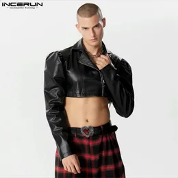 Mens Cropped Bubble PU Leather Motorcycle Locomotive Jacket