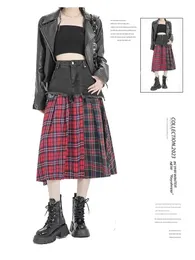 Patchwork Plaid Denim Skirt: Vintage Y2K Style, A-Line Fit. Shop