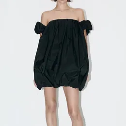 Elegant Strapless Silk Puffy Dress