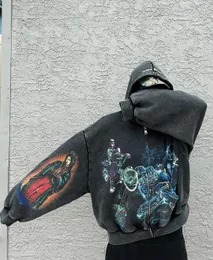 Oversized Y2k Grunge Hoodie: Harajuku Streetwear Zip-Up