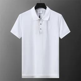 Mens Summer Polo Shirt Loose Fit, Solid Half Sleeve White