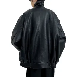 Vintage American Style Faux Leather Loose-fit leather jacket