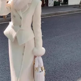 Elegant Fur Collar Tweed Two-Piece Set