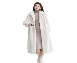 Women039s Fur Faux Women39s Fashion Winter 120cm Long Velvet Mink Warm Coat Slim Slimming Single Breasted Solid VNeck NoW8449056