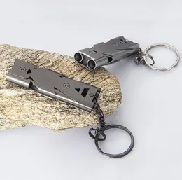 Aluminium Högfrekvens Molle Emergency Survival Whistle KeyChain för camping Vandring Utomhus Sporttillbehör Verktyg 150 DB 3650117