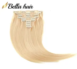 Clip in Hair Extensions Real Human Hair Bleach Blonde Virgin Hairs Extension Clips Ins 10PCS 160g Silky Straight Double Remy Weft 6805049