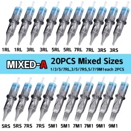 Needles 20Pcs Mixed Cartridge Tattoo Needles RL RS RM M1 Disposable Sterilized Tattoo Needle for Cartridge Machines Grips