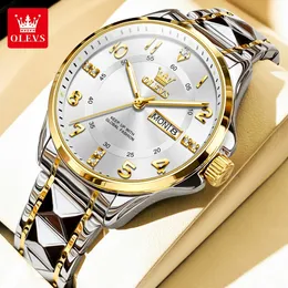 أفضل العلامة التجارية الفاخرة Olevs Quartz Watch for Men Stainless Steel Hatches Classic Disual Business Mens Wristwatch 2910 240227