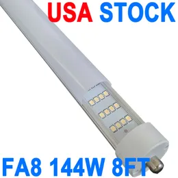 8Ft T8 LED Tube Light 6500K for Garage Daylight White 144W (Replace 300 Watt Fluorescent Tubes) Double-Ended Power Single Pin FA8 Base Milky Cover crestech