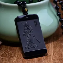 Pendants Natural Black Obsidian Hand Carved Guan Gongyu Pendant Fashion Boutique Jewelry Men And Women Wu Caishen Necklace