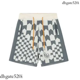 Korrekte Rhude Checkerboard Cashew Flower American High Street Jacquard Gestrickte Wolle Lose Lässige Split Shorts für Männer 166