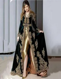 Party Dresses On Zhu Elegant Marocco Velvet Muslim Mermaid Evening Dress Split Golden Lace Applique Prom Formal Gowns Tassel Alger2103082