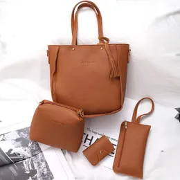 Cüzdanlar Kadın Dört Set Çanta Omuz Çantaları Parça Tote Çanta Çapraz Koyu Cüzdan Bolsos Para Mujeres Tendenceia 2024 Mochila Y2K