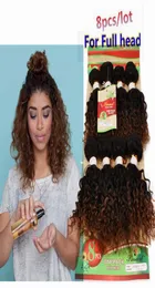 Burgundowe włosy 8 Bundles Extensions 12 -cal głębokie kręcone brazylijskie włosy 250 g Kinky Curly Black Color Ombre Brown Brazylijska Wave Natural6897121