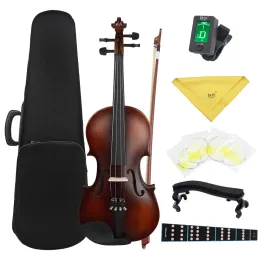 Violin Astonvilla 4/4 Violin Acoustic Solid Wood Retro Matte Violino Basswood Violin With Case Bow Strings Shoulder Rest Tuner Cloth