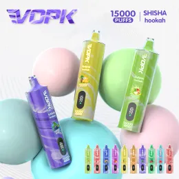 オリジナルのVopk Hookah 15000 Puffs使い捨て蒸気24ml 15Kプレリェル化した蒸気メッシュコイルシーシャバースタイル取り外し可能な底部調整可能な空気流ポッドデバイスeタバコ