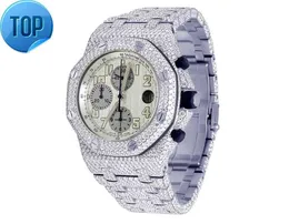 Moissanite Iced Diamond zegarek dla mężczyzn Kwarc zegarki Hip Hop ze stali Hip Hop zegarek Luksusowy zegarek