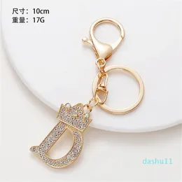 Keychains Lanyards Keychains Luxury Rhinestone Crown 26 Letters Car Keychain Accessories Creative A-Z Initials Gold Keyring Women Ornaments 2024