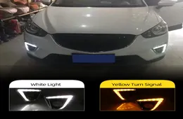 2 pçs relé estilo sinal de volta 12v led carro drl luzes diurnas com furo da lâmpada nevoeiro para mazda cx5 cx5 cx 5 2012 2013 2014 20153352583