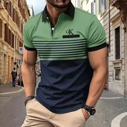 الأعمال التجارية Leisure Summer Mens Polo Shirt Shirt Sleeve Top Pattern Battle Button T-Shirt Fashion Poll Sirt Clothing 240227