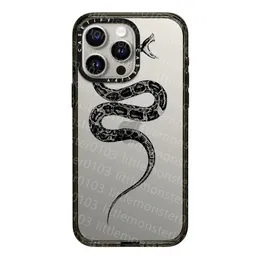 Cell Phone Cases CASETIFY Luxury Glitter Smile Clear Shiny Case For IPhone 11 12 13 14 15Pro Max Cute Black Python Korean Protection Cover Coque