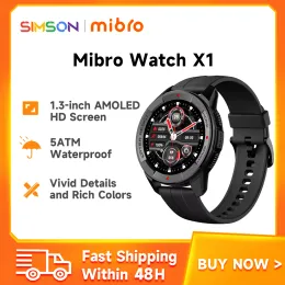 장치 Mibro X1 SmartWatch 남성 여성 AMOLED 화면 5ATM 방수 지원 다문화 스마트 워치 글로벌 버전