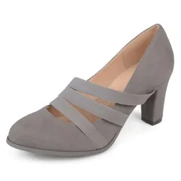 Journee Collection Comfortable Sole with Triple Elastic Band and Thick Heel
