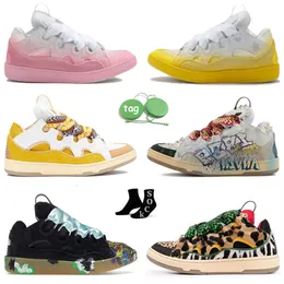 Graffiti Preto Branco Designer Sapatos Lace Up Mulher Plataforma De Couro Curb Sneaker Em Relevo Mãe Criança Nappa Bezerro Dupla Malha Plataforma Treinadores Desighers