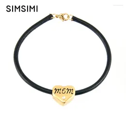Charm Bracelets S Mom Heart Gold Color Leather Bangle For Women Stainless Steel With Lobster Clasp Bracelet