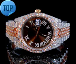 Automatyczny zegarek mechaniczny Wysokiej jakości mężczyźni przechodzą Test Diamond VVS Mossanite Diamond Fashion Hollow