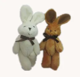 Retail H11cm Plush Mini rabbit bow tie bunny joint animals cartoon bouquet dolls stuffed pendants soft toys4261858