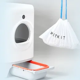 Saco de cocô de casa para petkit auto limpeza automática caixa de bandeja de toalete de gato 2 rolos sacos com alça mão livre sujo para caixa de areia pan