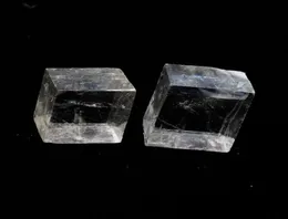 Pedras de calcita quadradas naturais transparentes, 2 peças, islândia, cristal de quartzo, pedra energética, amostra mineral, cura4920346