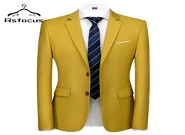 Rsfocus blazer casual amarelo escuro masculino 2021 moda elegante sólido festa de casamento outwear vestido de baile masculino blazers formais xz084 men01440131