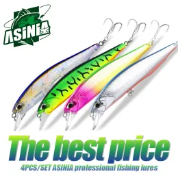 Приманки ASINIAProfessional Minnow Fishing Lures, Hot Model Dive, Hard Bait, Качество, 100мм, 15г, 0.81.5м, 4шт в наборе